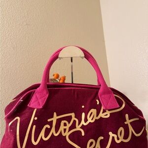 Victoria's Secret Burgundy and Gold Tote Bag